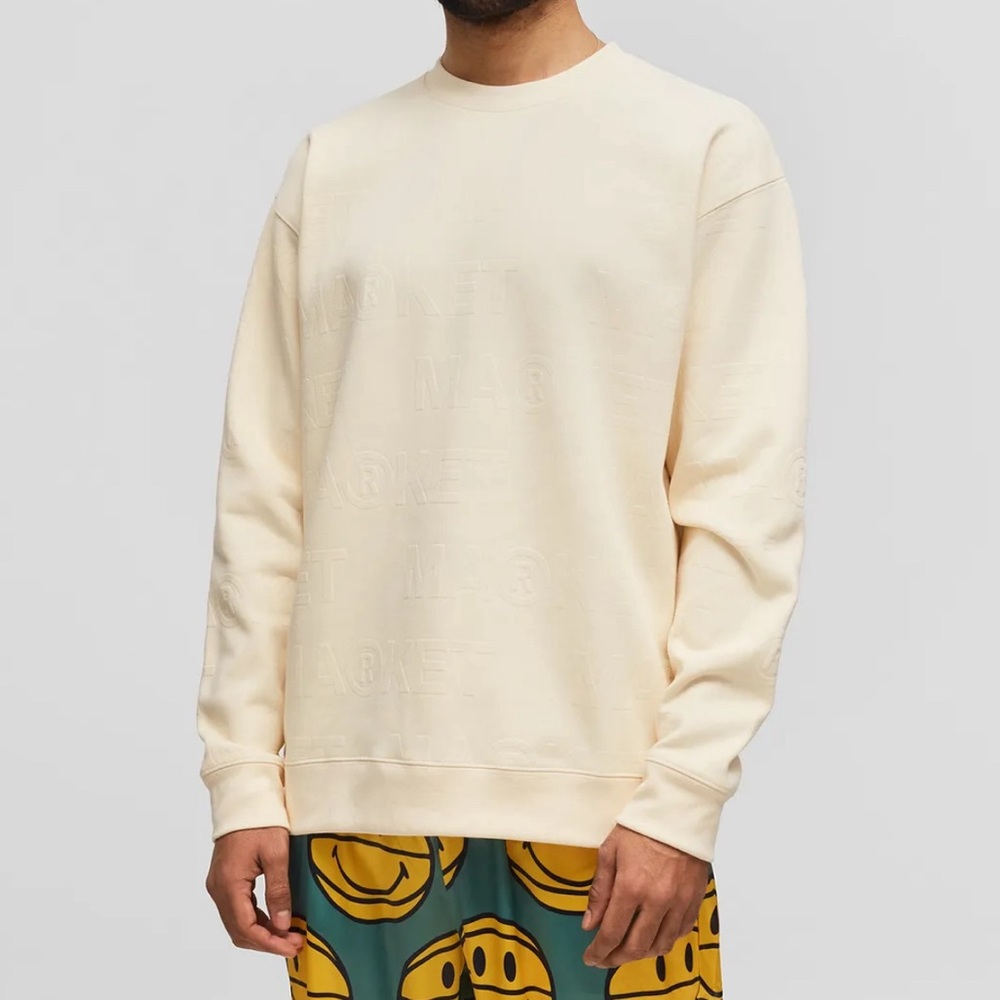 NWT MARKET EMBOSS PRINT FLEECE CREWNECK
